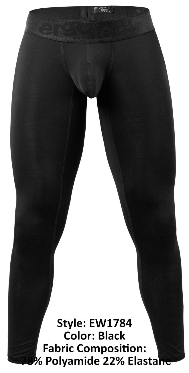 Black ergo wear ew1784 max bold athletic compression tights with elastic waistband and snug form-fitting design