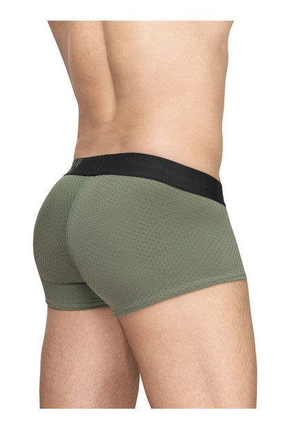 Olive green textured ergoWear ew1787 max flow trunks with black elastic waistband designed for comfort and support