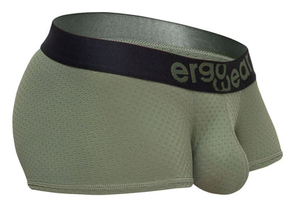 Olive green ergo wear ew1787 max flow mesh briefs with black elastic waistband and logo