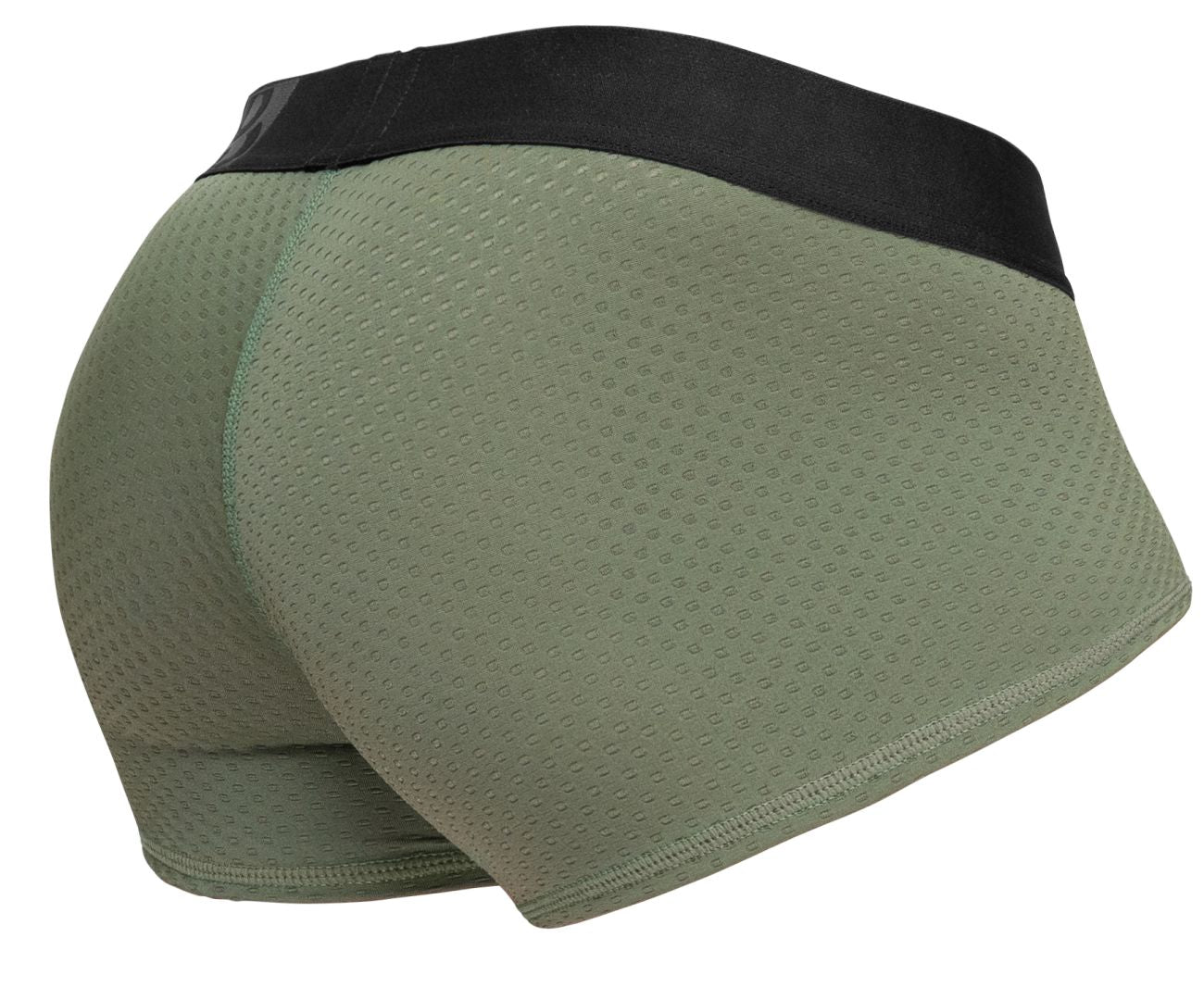 Olive green mesh briefs with black elastic waistband from ergowear ew1787 max flow trunks color dark green