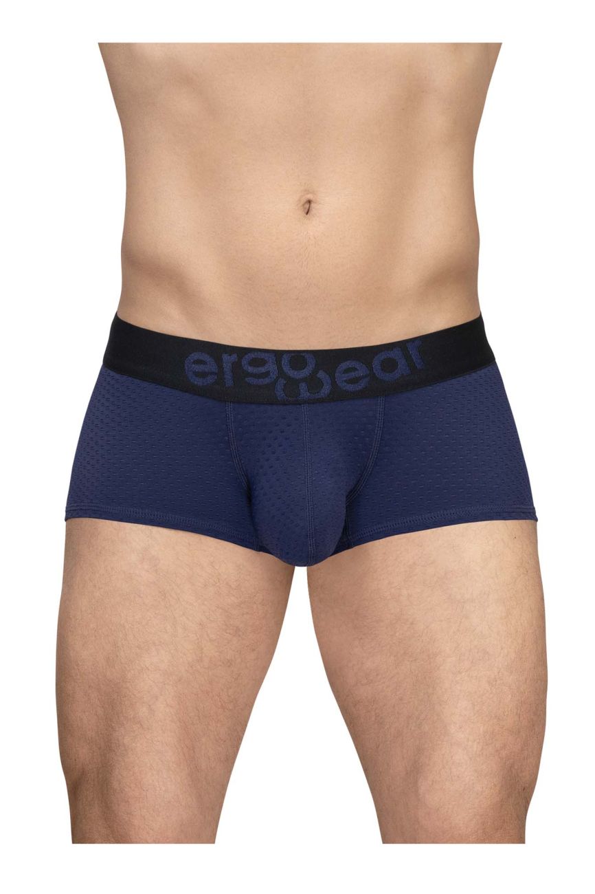 Navy blue ergo wear ergonomic briefs with black waistband featuring breathable max flow fabric for comfort