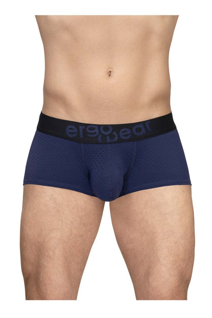 Navy blue ergo wear ergonomic briefs with black waistband featuring breathable max flow fabric for comfort