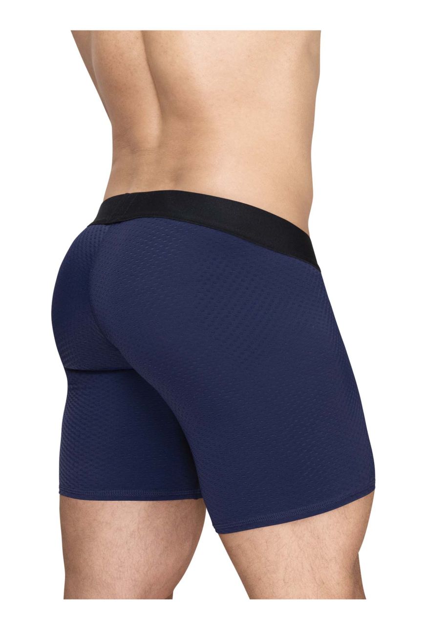 ErgoWear ew1792 max flow boxer briefs in dark blue with black elastic waistband designed for athletic support