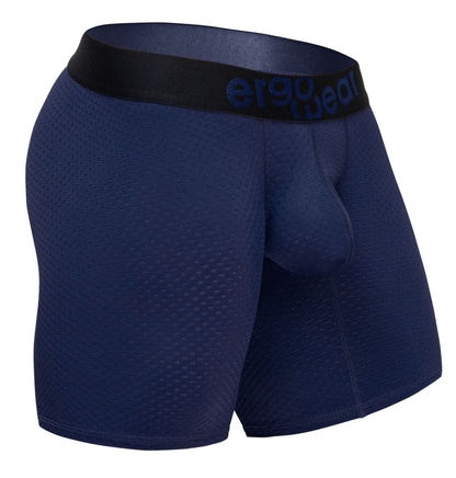 Navy blue ergo gear ew1792 max flow ergonomic boxer briefs with a black waistband for enhanced comfort and support