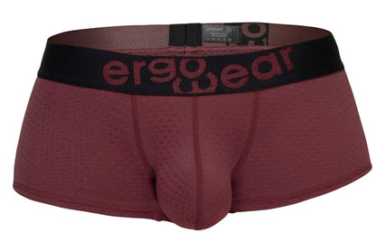 Maroon ergowear ew1795 max flow trunks with ergonomic design and black waistband featuring ergo wear logo