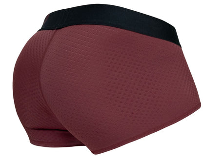 ErgoWear ew1795 max flow trunks in burgundy with black waistband and breathable textured mesh fabric