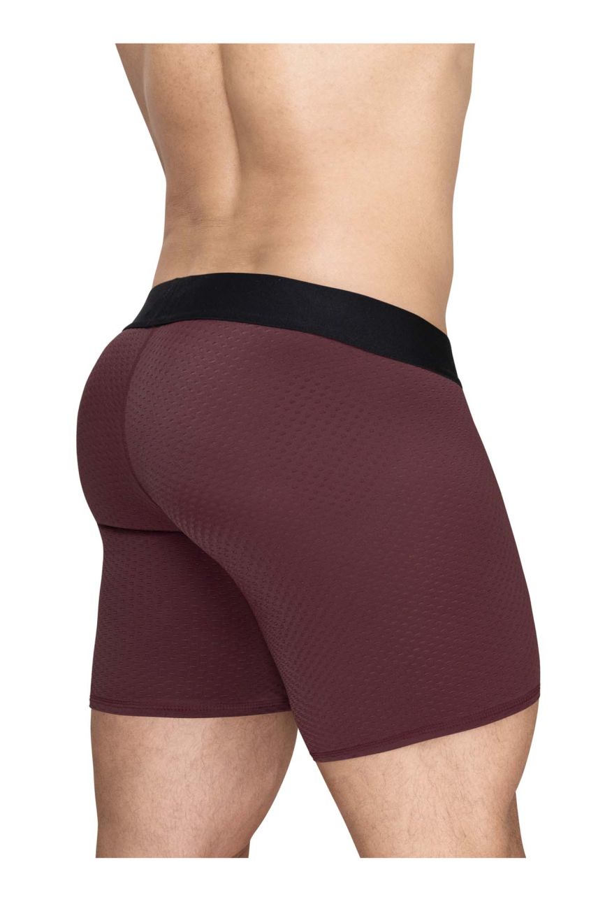 ErgoWear EW1796 MAX FLOW maroon boxer briefs with black elastic waistband designed for comfort and airflow