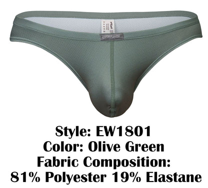 Ergowear ew1801 x4d se olive green men’s thong made from polyester elastane with breathable mesh interior