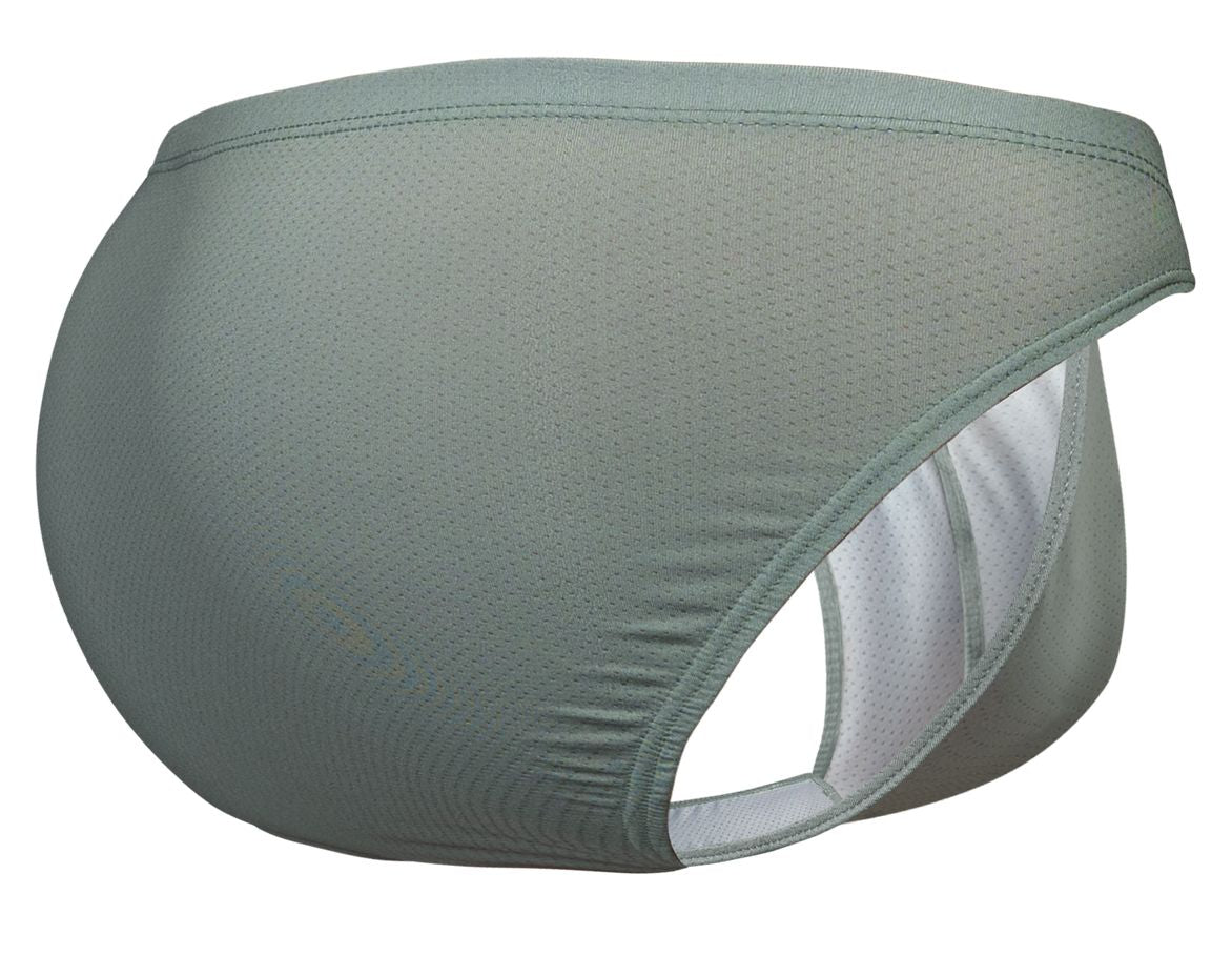 ErgoWear ew1802 x4d se bikini olive green sleek sage mesh swim brief with smooth white lining and precise stitching