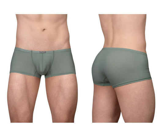 Mens ergoWear ew1803 x4d se trunks in olive green with smooth stretchy fabric and subtle brand tag at waistband