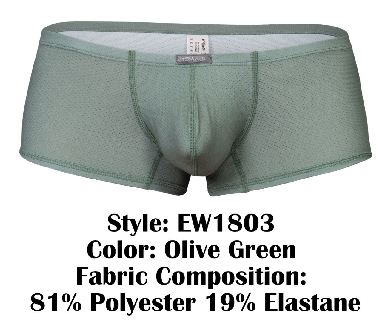 Ergowear ew1803 x4d se trunks olive green mesh men’s briefs made of 81 polyester and 19 elastane for breathability