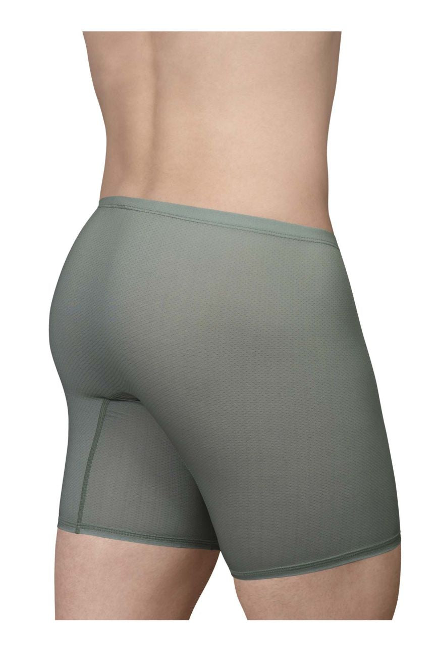 A pair of olive green ergoWear ew1804 x4d SE boxer briefs with seamless construction and a subtle textured pattern