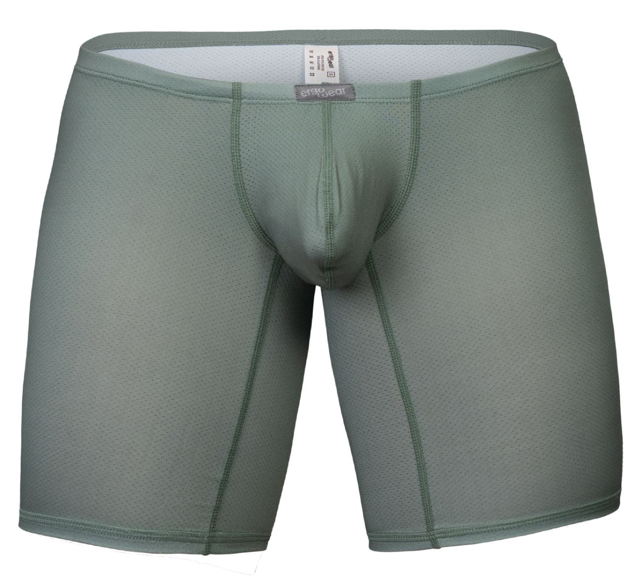 Olive green ergoWear Ew1804 x4d Se men’s boxer briefs with mesh texture and reinforced seams front view