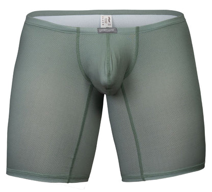 Olive green ergoWear Ew1804 x4d Se men’s boxer briefs with mesh texture and reinforced seams front view