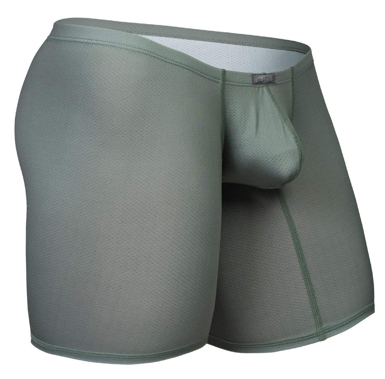 Olive green ergoWear ew1804 x4d se men’s boxer briefs with mesh panel and elastic waistband front view