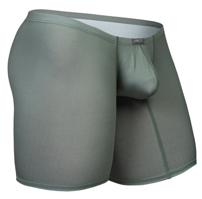 Olive green ergoWear ew1804 x4d se men’s boxer briefs with mesh panel and elastic waistband front view