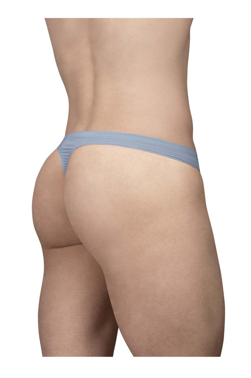 Light blue ergoWear ew1805 x4d se thong made of smooth stretchy fabric with narrow waistband showing back side