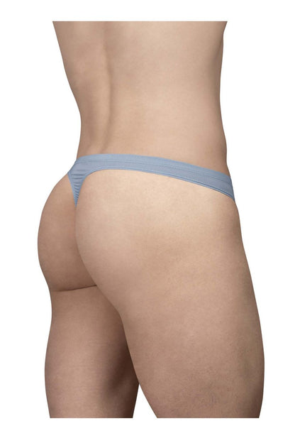 Light blue ergoWear ew1805 x4d se thong made of smooth stretchy fabric with narrow waistband showing back side