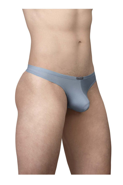 A sleek light gray ergo wear ew1805 x4d se thong with smooth form-fitting design and subtle waistband branding