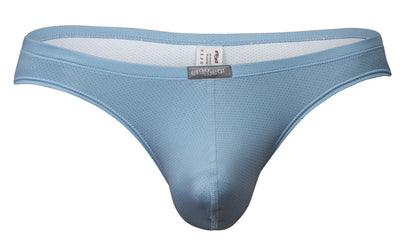 Light blue mesh ergo wear ew1805 x4d se briefs with gray brand tag at waistband in stone blue color