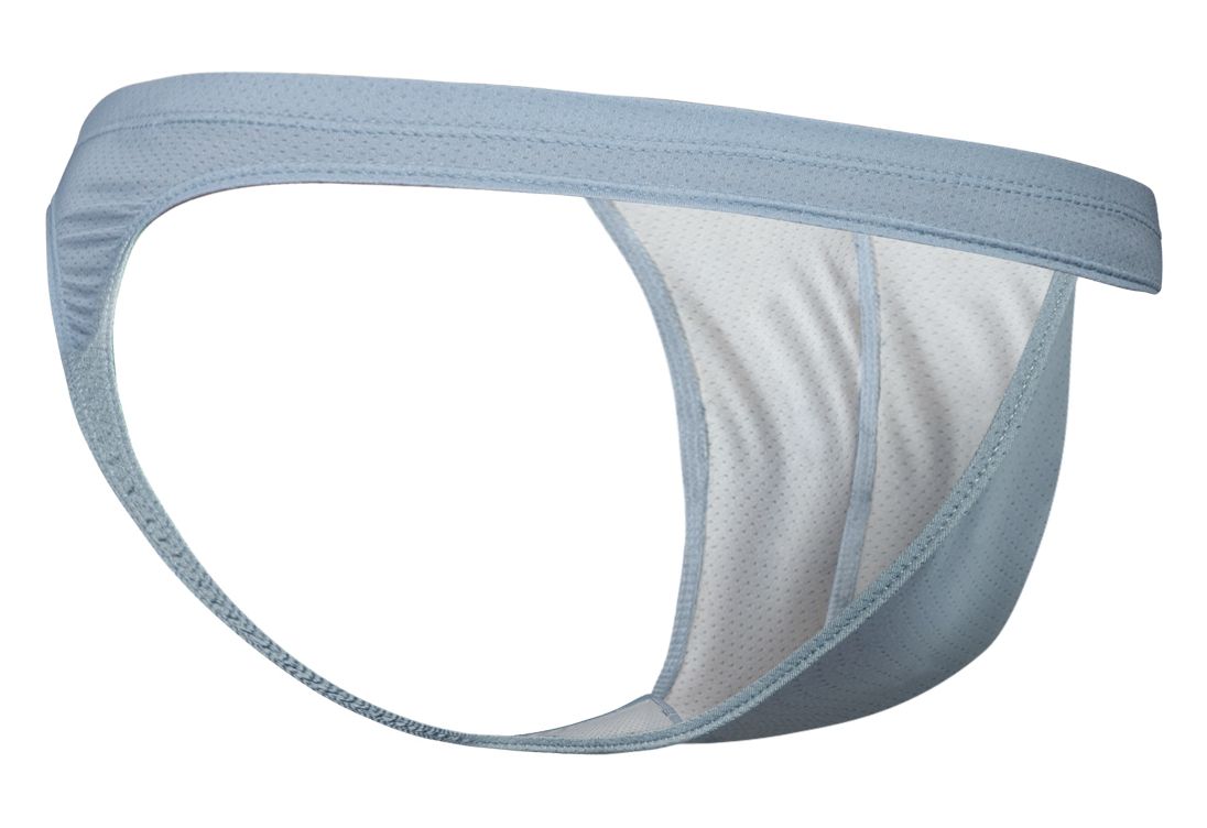 Ergowear ew1805 x4d se thong in stone blue with light blue athletic brief, mesh interior, and reinforced stitching edges