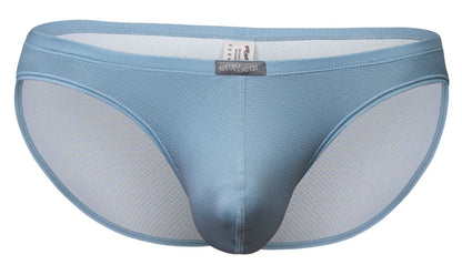 Light blue mesh briefs with satin front panel and erogwear label in ergoWear ew1806 x4d se bikini color stone blue