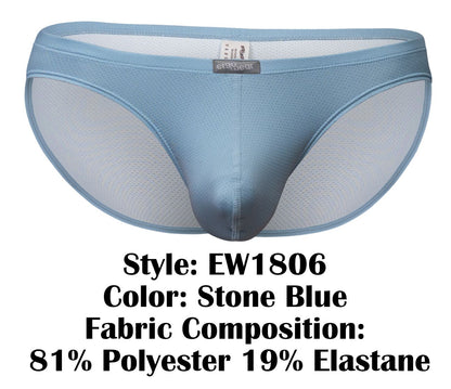 Stone blue ergoWear ew1806 x4d se bikini men’s briefs with mesh panel elastic waistband 81 polyester 19 elastane