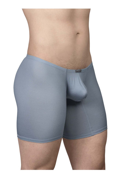 Ergo wear ew1808 x4d se boxer briefs in stone blue with gray mesh fabric and a supportive pouch design