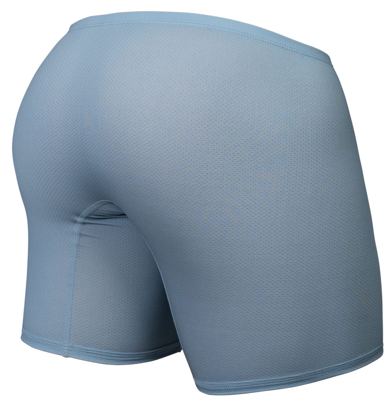 ErgoWear EW1808 X4D SE boxer briefs in stone blue with light blue breathable mesh, snug fit, and seamless construction