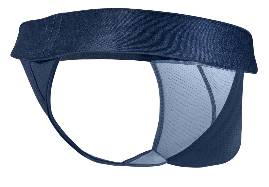Navy blue ergowear ew1812 max bold se g-string with gray mesh panel on inner side for athletic support and comfort