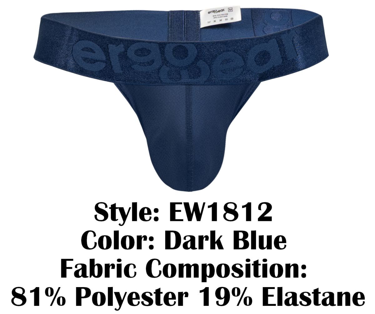 Dark blue ergoWear ew1812 max bold se g-string thong with stretchy seamless ergonomic design and subtle waistband logo