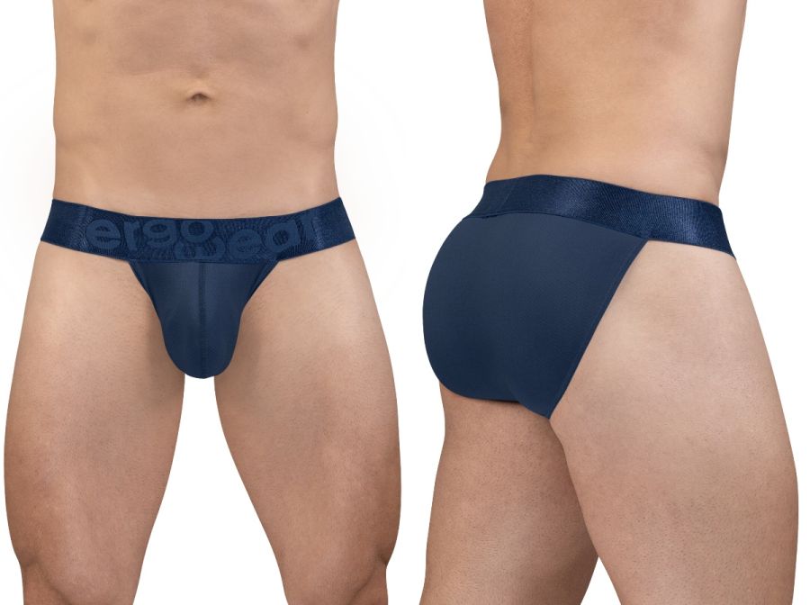 Navy blue mesh briefs with textured waistband featuring eroge brand name from ergowear ew1813 max bold se bikini line