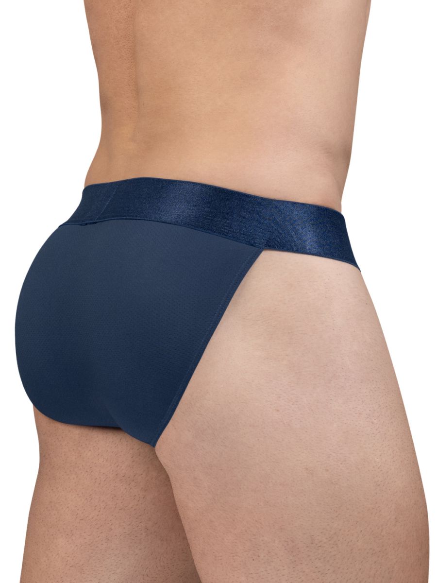 Navy blue satin waistband briefs ergoWear ew1813 max bold se bikini in dark blue shown from the front