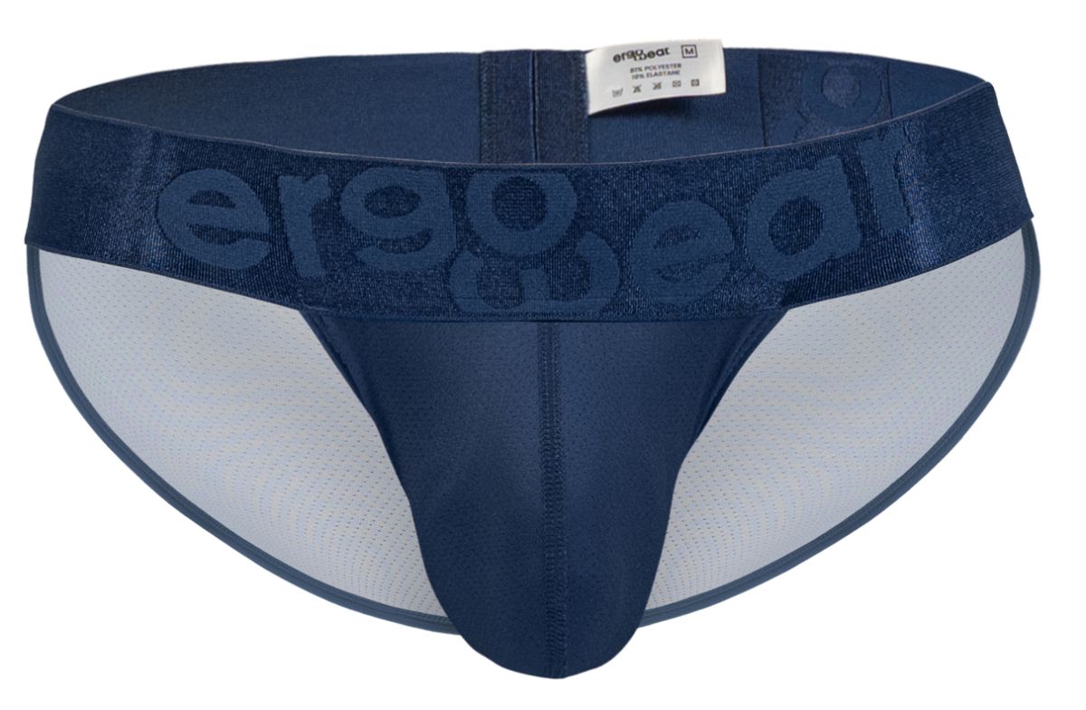 Navy blue ergo gear ergonomic briefs with mesh interior and logo waistband in ergo wear ew1813 max bold se bikini style