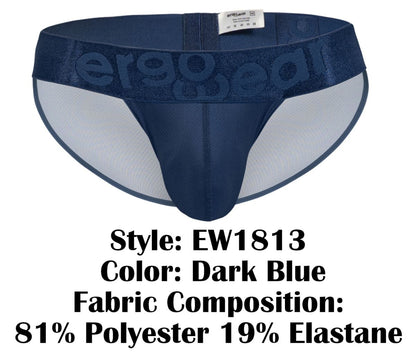 Dark blue ergo gear ergonomic briefs with textured waistband made of 81 polyester and 19 elastane