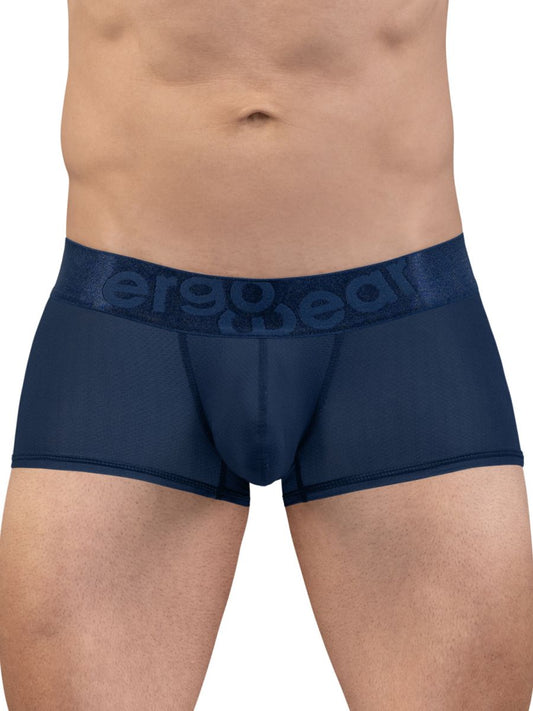 Navy blue ergonomic briefs with textured waistband and ergo wear logo designed for comfort and support