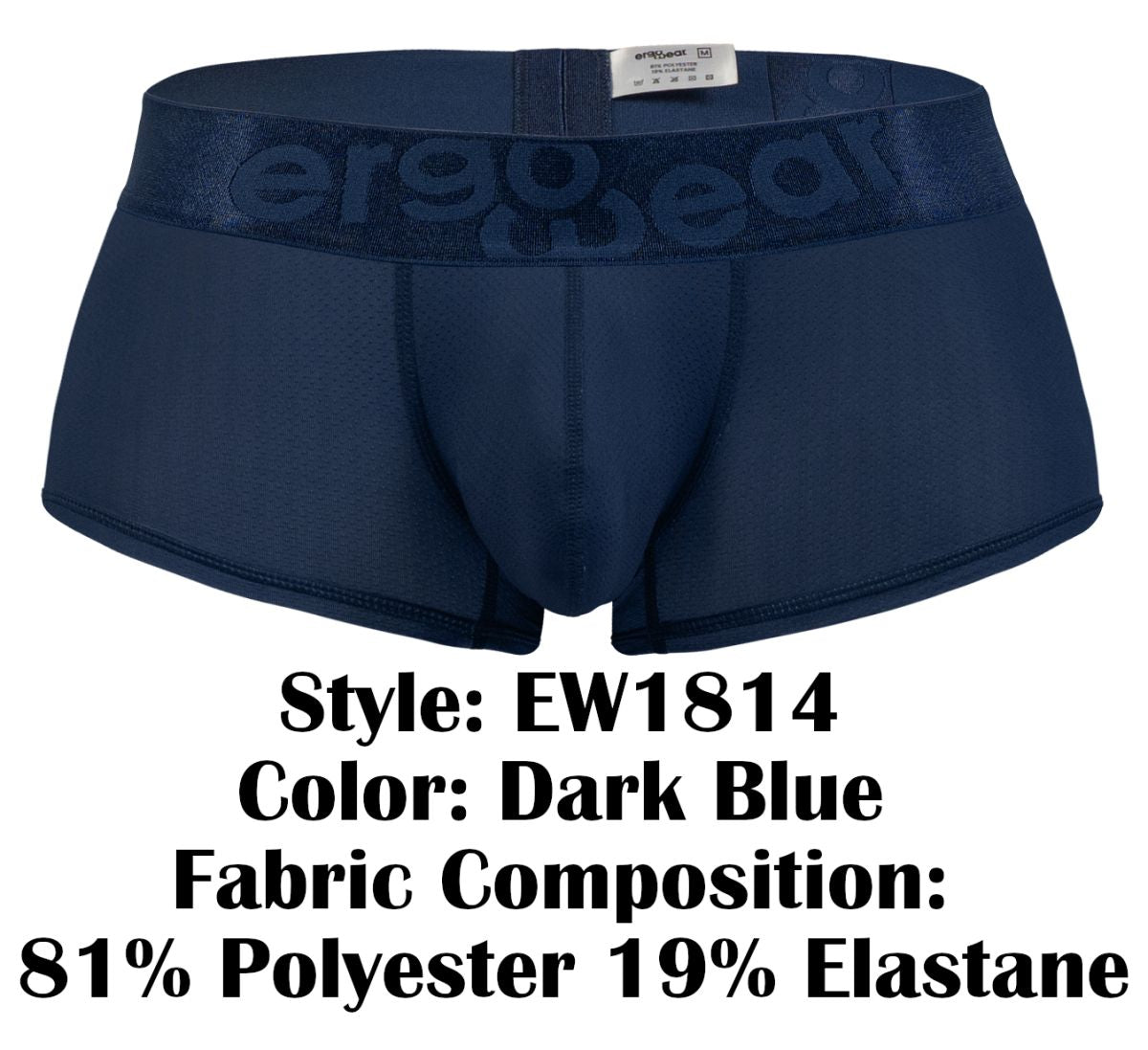 Dark blue ergo wear ew1814 max bold se ergonomic briefs with stretchy waistband and embossed logo