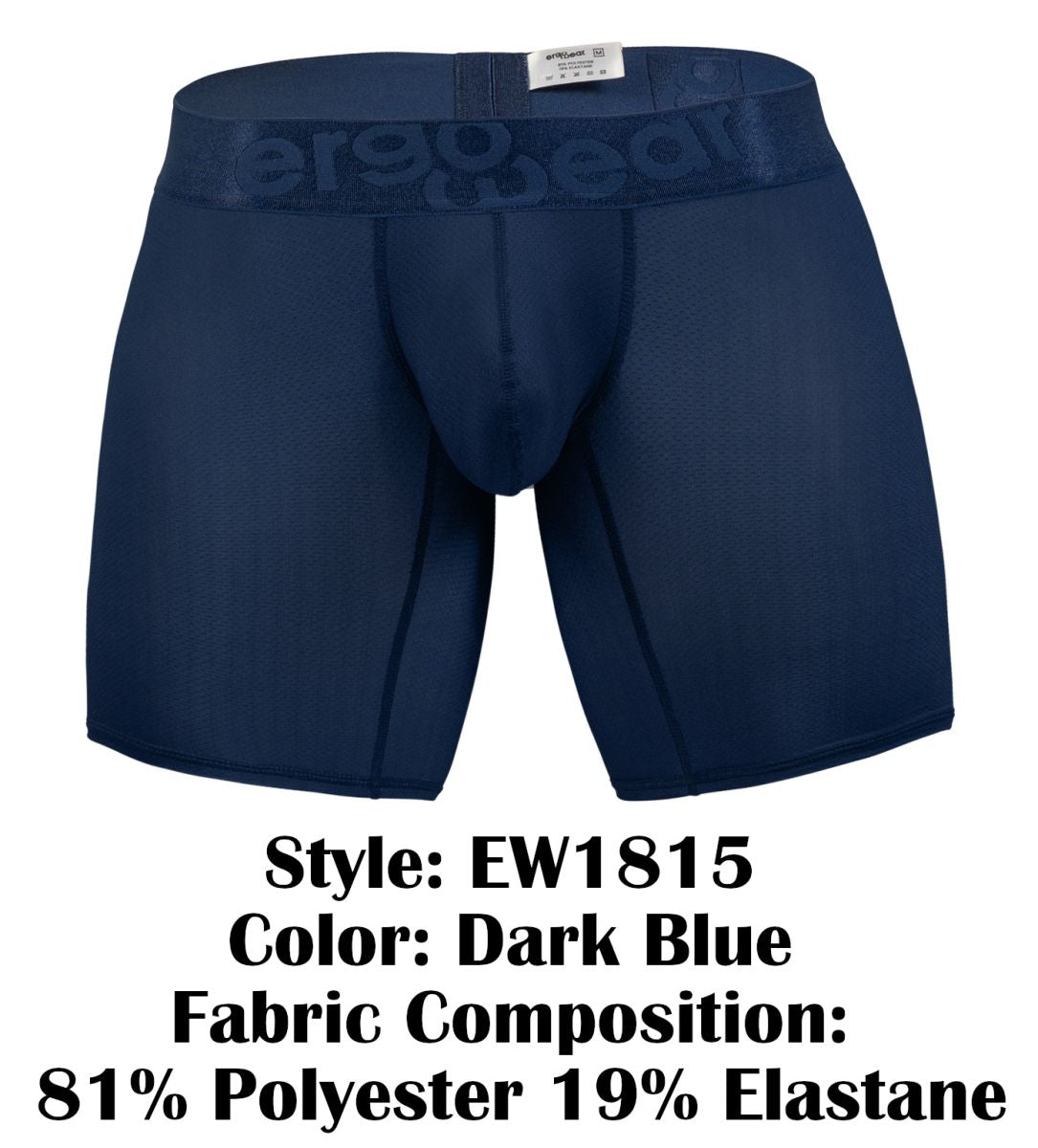 Dark blue ergoWear ew1815 max bold se ergonomic boxer briefs with branded waistband 81 polyester 19 elastane