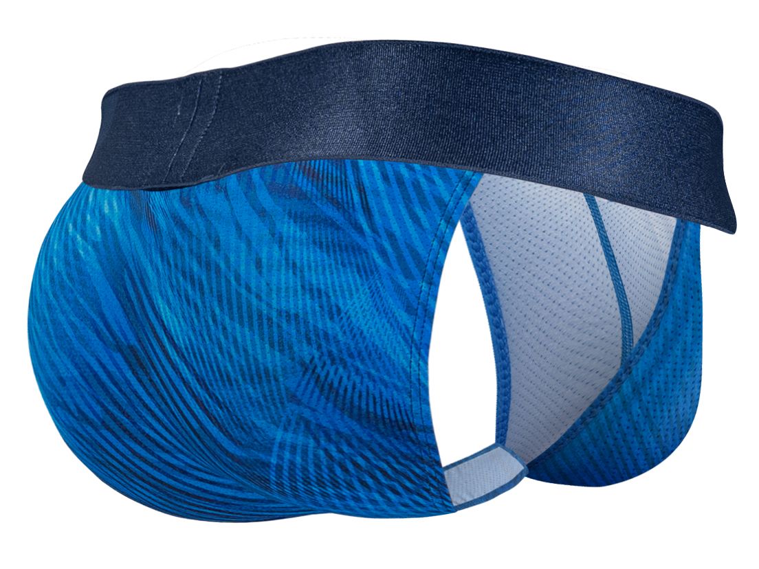 ErgoWear ew1817 max bold se bikini color mid blue athletic briefs with blue pattern dark blue waistband and mesh lining