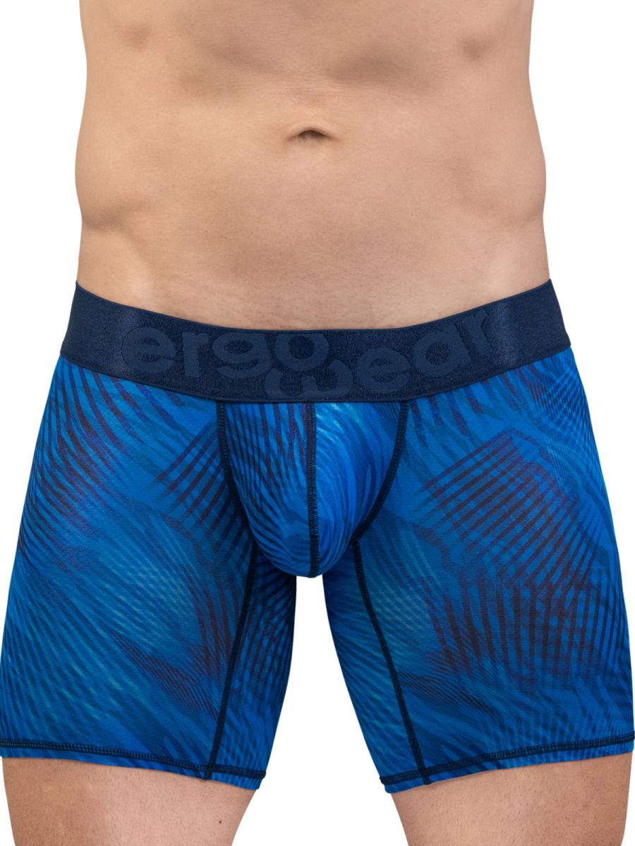Ergowear ew1819 max bold se boxer briefs in mid blue with blue patterns and dark blue aerogear waistband