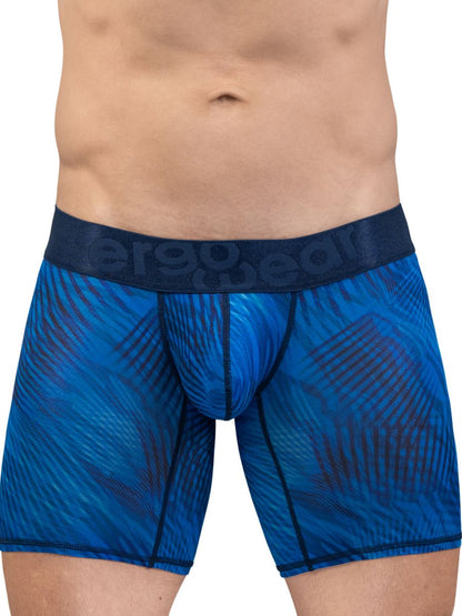 Ergowear ew1819 max bold se boxer briefs in mid blue with blue patterns and dark blue aerogear waistband