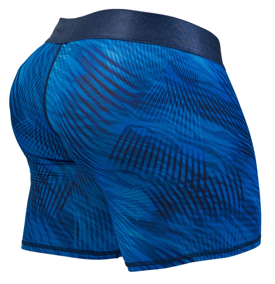Blue patterned mid blue ergoWear ew1819 max bold se boxer briefs with dark blue elastic waistband for comfort