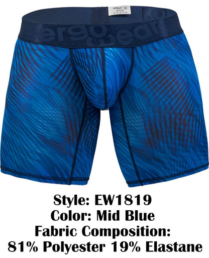 Mid blue ergo wear ew1819 max bold se boxer briefs with dynamic geometric pattern and ergobed elastic waistband
