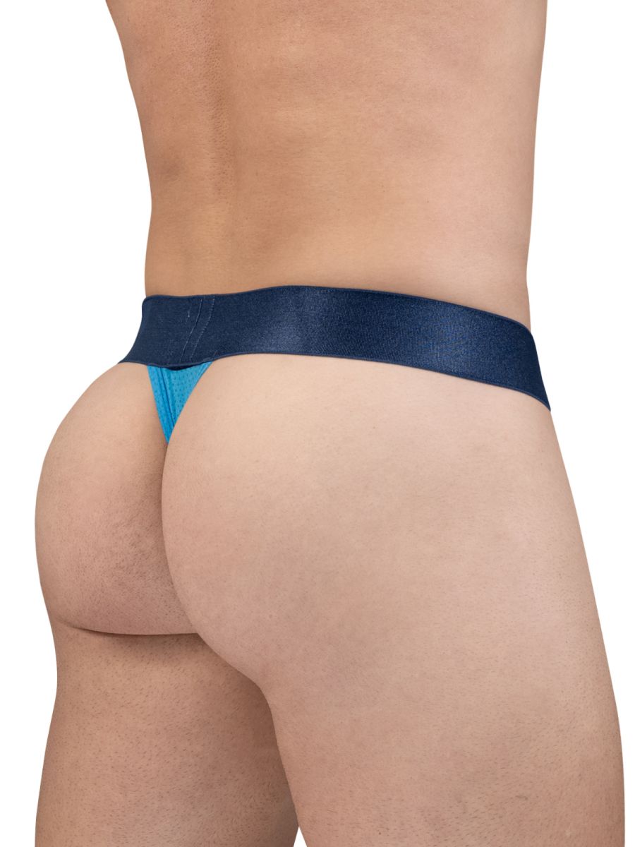 Navy blue denim thong with vibrant turquoise inner lining from ErgoWear ew1820 max bold se g-string color river blue