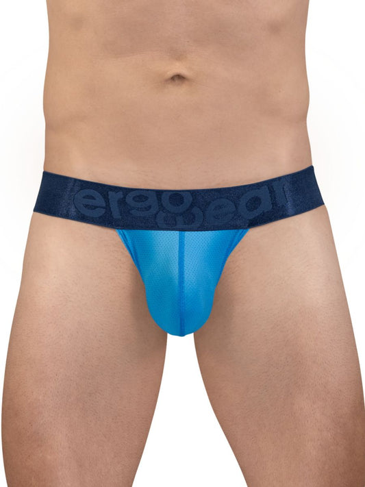 Blue sheer men’s briefs with dark blue ergo wear elastic waistband in river blue from ergo wear ew1821 max bold se bikini