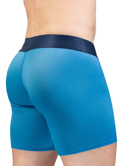 Blue ergoWear ew1823 max bold se boxer briefs with dark navy elastic waistband for athletic comfort