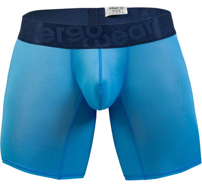 Blue mesh boxer briefs with dark blue ergowear waistband in river blue color for comfortable everyday wear