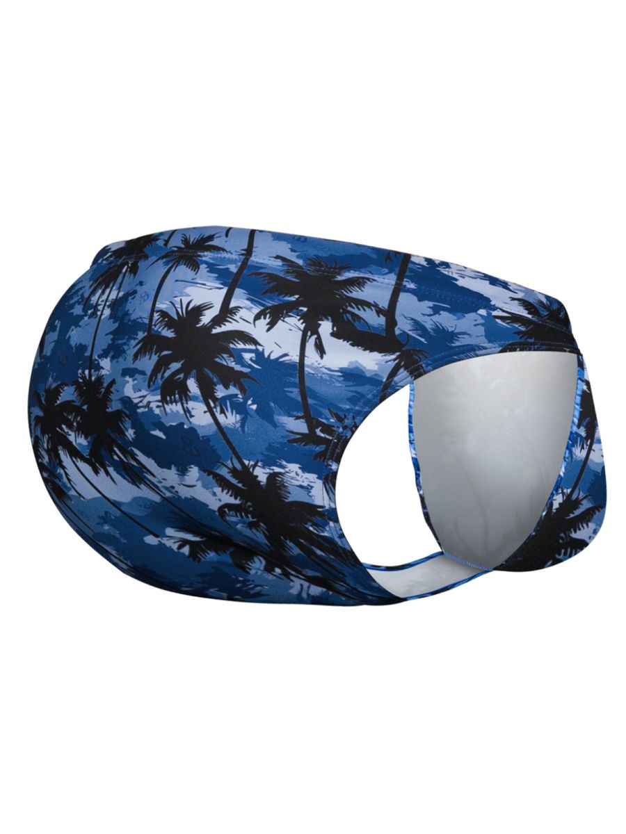 Blue and black palm tree patterned swim bikini by Ergowear in dark blue designed for swimwear comfort and style