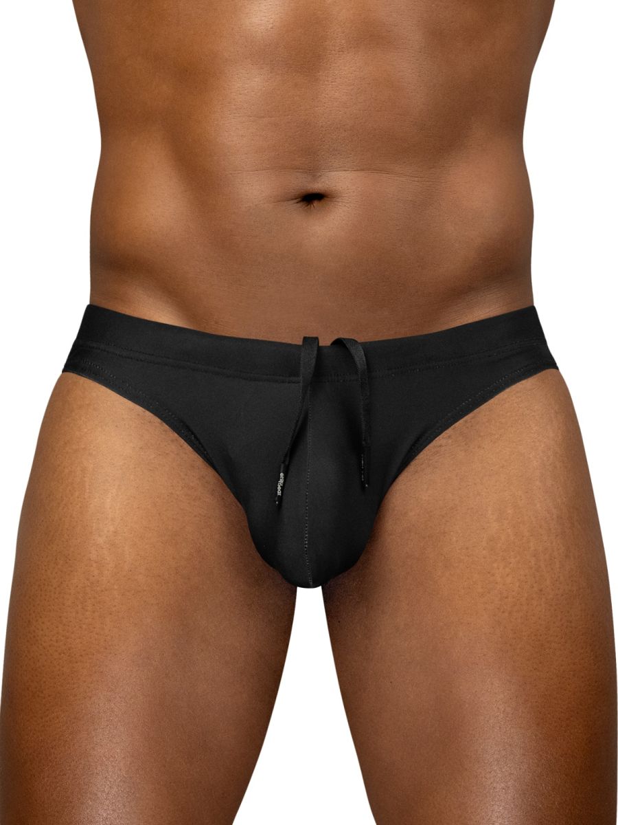 Black ergoWear ew1830 x4d sw swim thongs with drawstring waistband and contoured design for swimming
