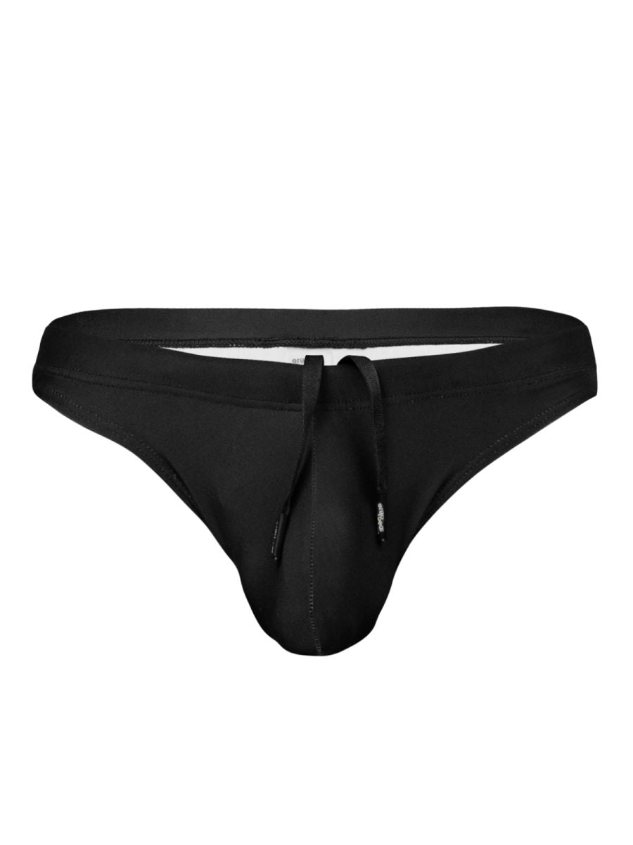 Black ergowear ew1830 x4d swim thongs with drawstring waistband smooth form-fitting design